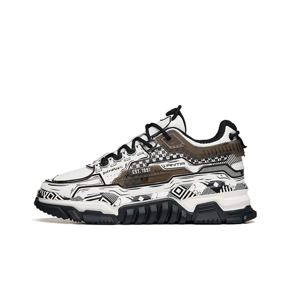 SNOOPY x Anta Cushioned Wear-Resistant Slip-Resistant Low-Top Chunky Sneakers Men's White Black