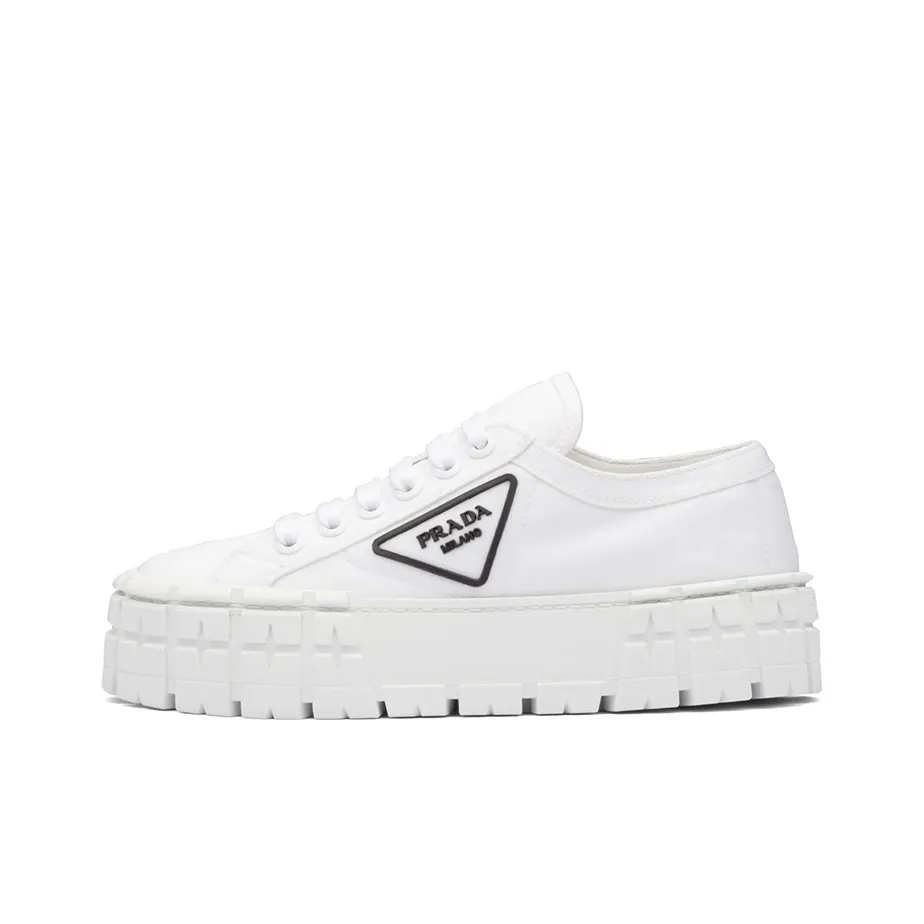 PRADA Double Wheel Re nylon Gabardine Sneakers 'White' Women's