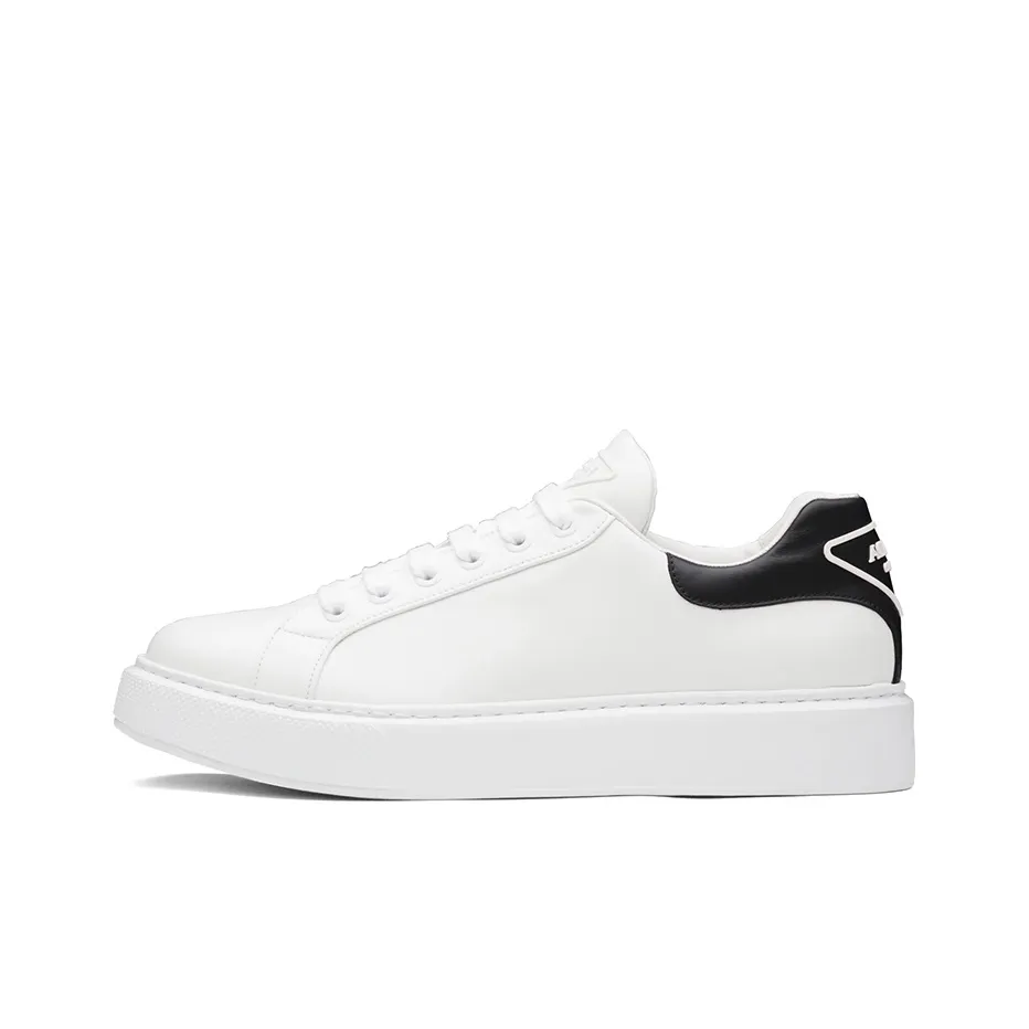 PRADA Macro Leather Sneakers White Black