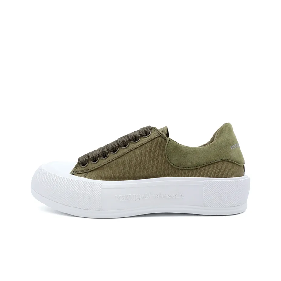 Alexander McQueen Deck Skate Plimsoll Lace Up 'Khaki Green'