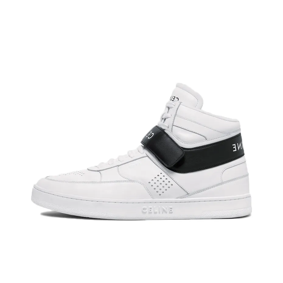 CELINE CT 03 Leather High Top Sneakers White Black