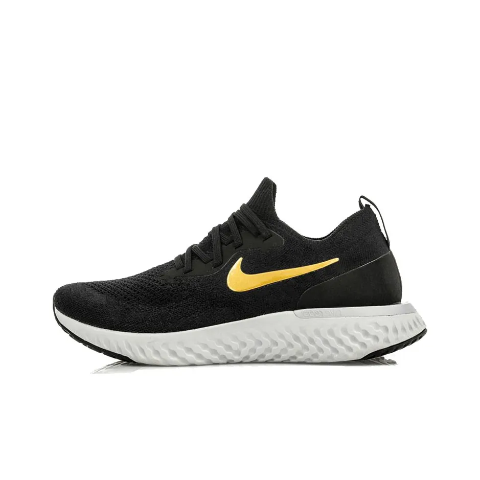 Nike Epic React Flyknit 1 Slip-on Resistant и Breathable Low-Top Беговые кроссовки Женские Черный Желтый