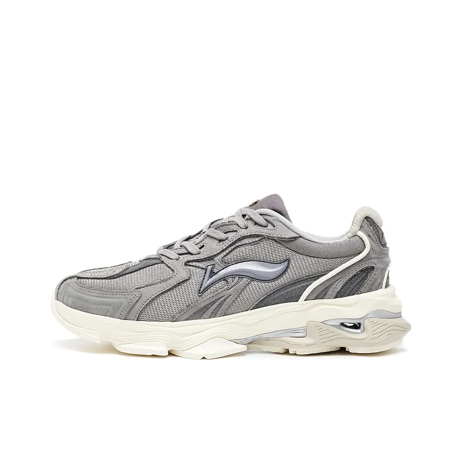 LI NING 1990 Cushioning, Slip Resistant, And Abrasion Resistant Low Top Running Shoes Men's Haze Gray