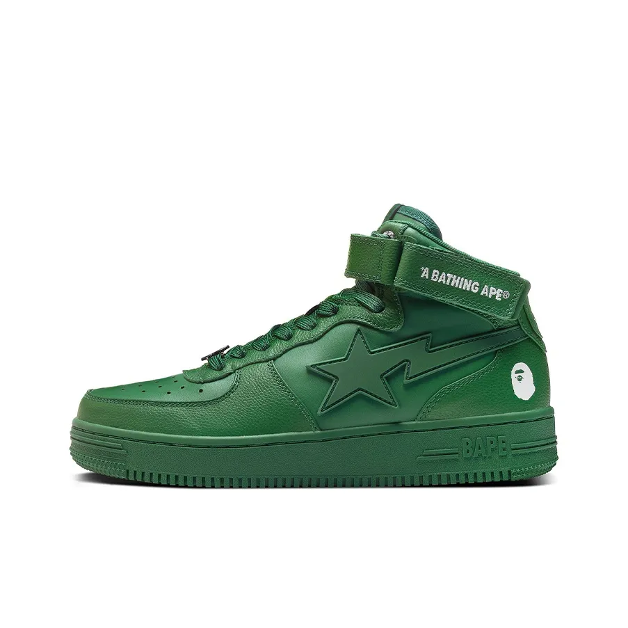 A BATHING APE STA Высокие Кроссовки для скейтбординга Мужские Зеленые