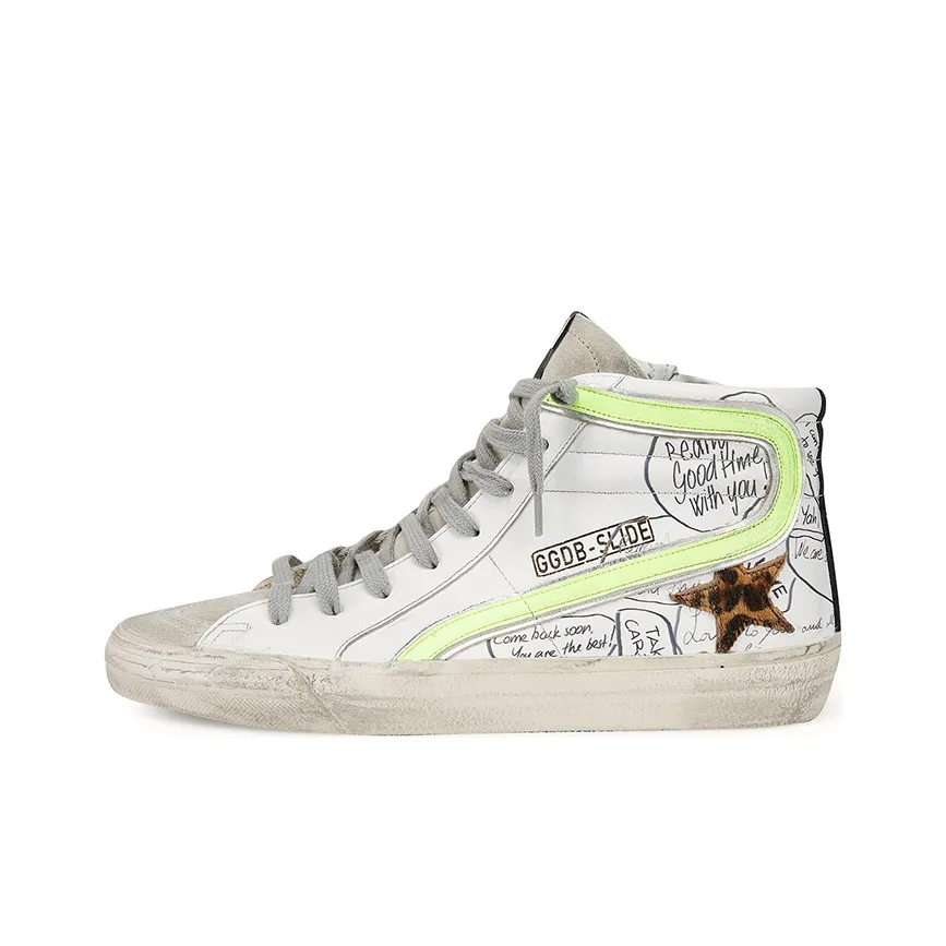 Golden Goose Slide High-Top Stylish Skateboarding Shoes Men's White
