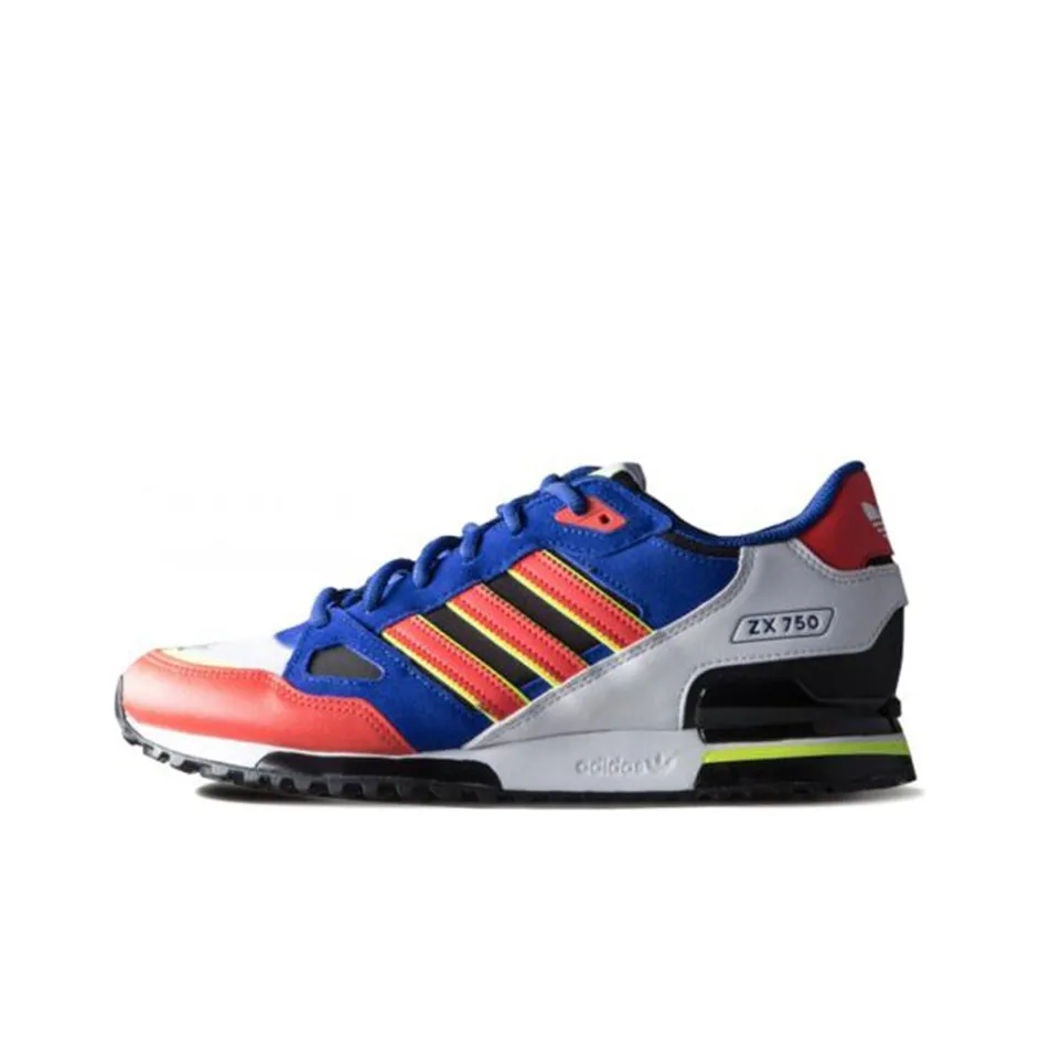 Adidas Originals ZX 750 Cushioned Wear Resistant Coverage Low Top Casual Shoes Men's Blue Red