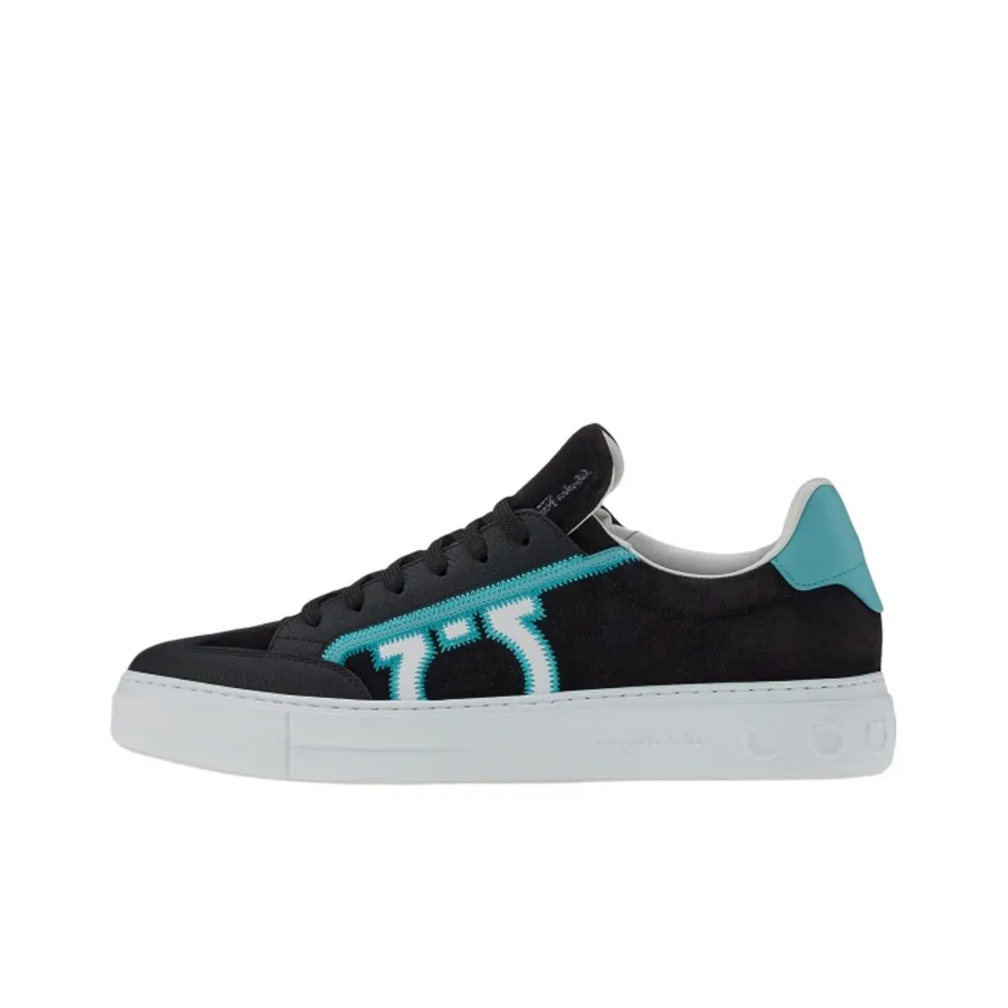 FERRAGAMO Low Top Stylish Skateboarding Shoes Men's Black