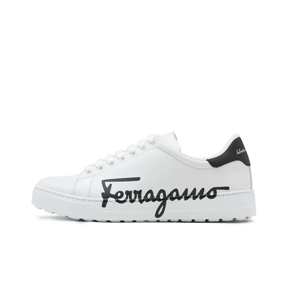 FERRAGAMO Low Top Stylish Skateboarding Shoes Men's White