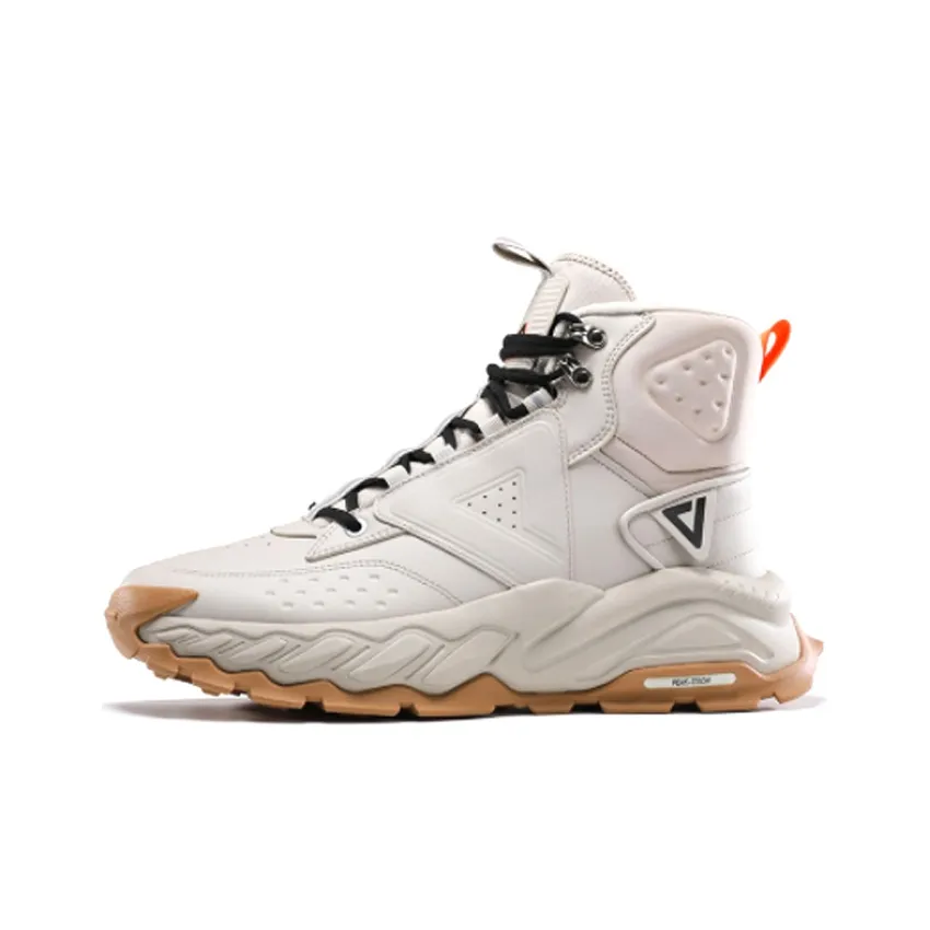 PEAK Taichi Journey Max Shock Absorbers Slip-Resistant Abrasion-Resistant High Top Hiking Shoes Men's Beige Gray PEAK Taichi Journey Max Амортизаторы Slip-Resistant Abrasion-Resistant Высокий Топ Походная обувь Мужская Бежево-Серый
