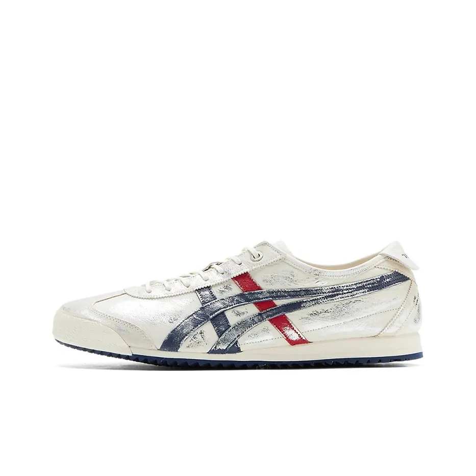 Onitsuka Tiger MEXICO 66 Легкий и Износостойкий Низкий Топ Беговые Кроссовки Унисекс Белый Серебряный