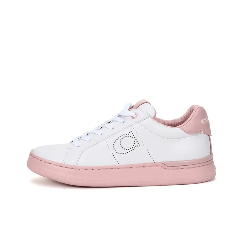 COACH Low Top Stylish Skateboarding Shoes Women's Light Pink White