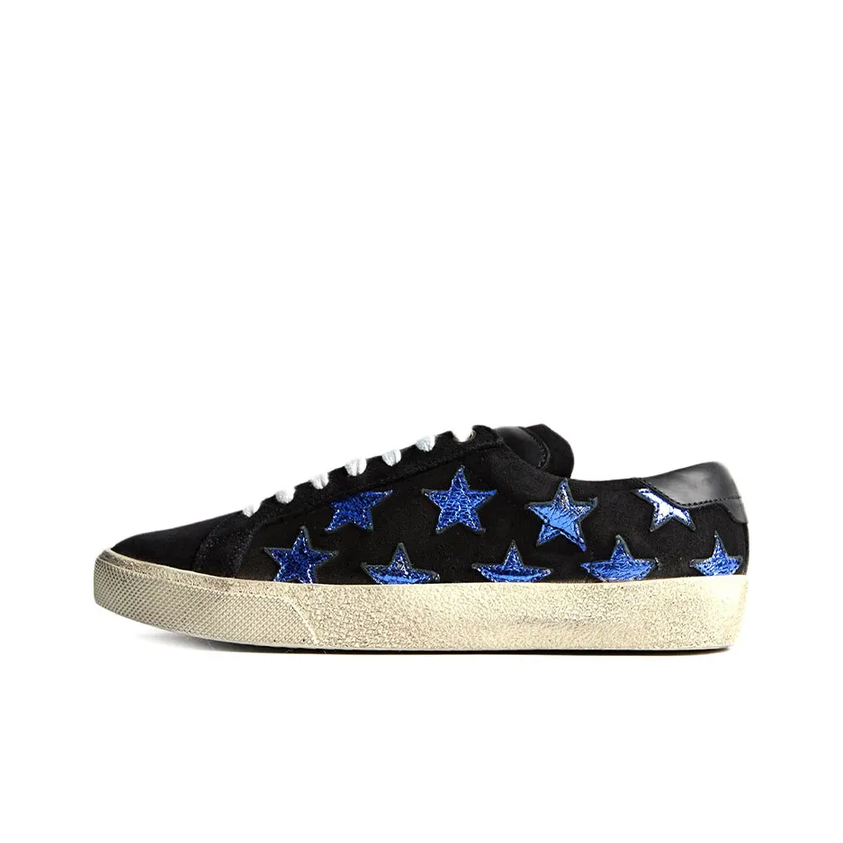 SAINT LAURENT Californea Low Top Stylish Skateboarding Shoes Women's Black Blue Vintage Version
