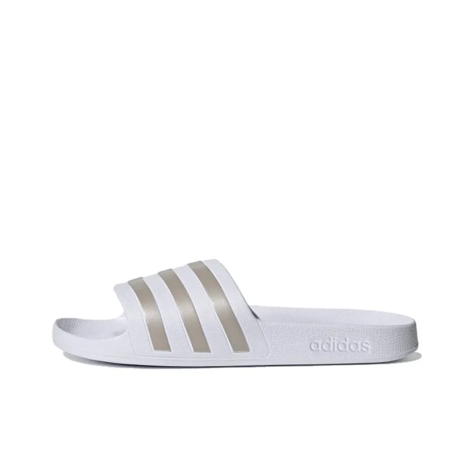 Adidas Adilette Aqua Slides Cloud White Platinum Metallic