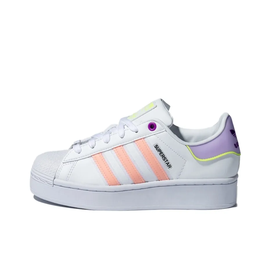 Adidas Originals Superstar Series Bold Low Top Skateboard Shoes Women's White Pink Purple