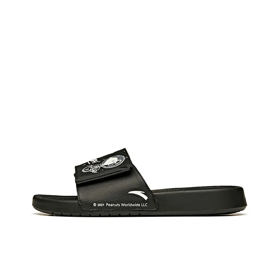 SNOOPY x Anta Life Collection Quiet Slide Slippers Men's Black