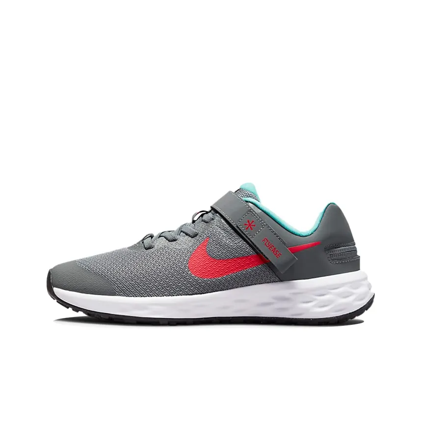 Nike Revolution 6 FlyEase Smoke Grey Siren Red GS