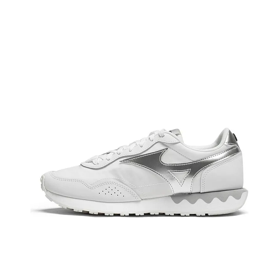 Mizuno LG 70s Slip-resistant Abrasion-resistant Breathable Low-Top Running Shoes Unisex White Silver Мицубо LG 70s Противоскользящий Устойчивый к истиранию Дышащие Низкие Беговые Кроссовки Унисекс Белый Серебряный