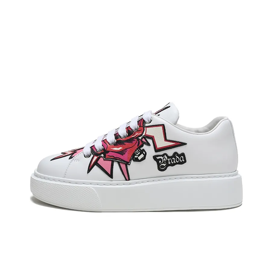 PRADA Graphic Rose Platform Sneakers 'White Multi Color' Women's