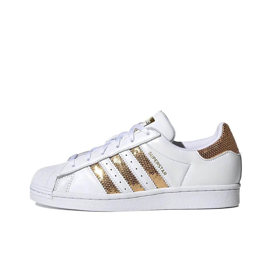 Adidas Superstar White Gold Sequins Women's