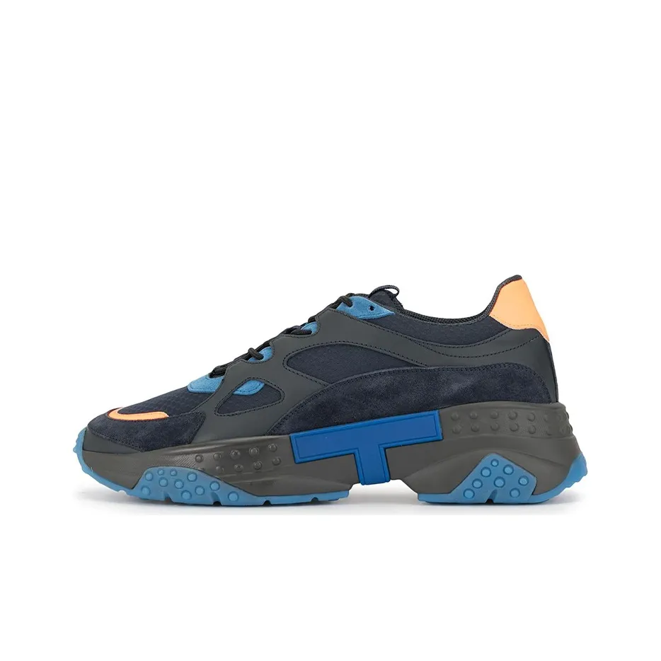 TOD'S Shock Absorbers Slip Resistant Abrasion Resistant Low Top Sports Casual Shoes Men's Black Blue