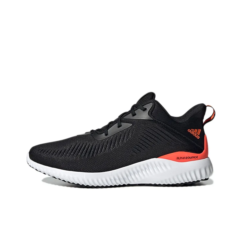 Adidas AlphaBounce Аbrasion Resistant Breathable Lightweight Low Top Casual Running Shoes Men's Black Orange