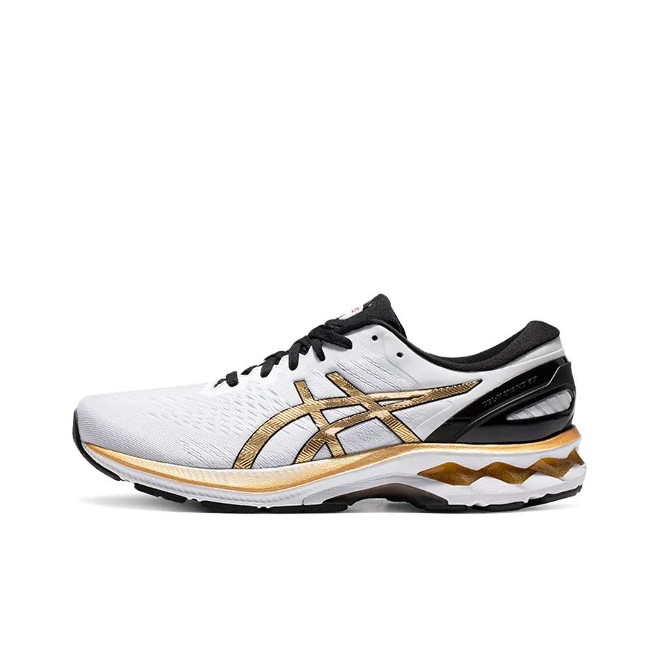 Asics Gel Kayano 27 Low Топ Беговые кроссовки Мужские Белый Золото Красный