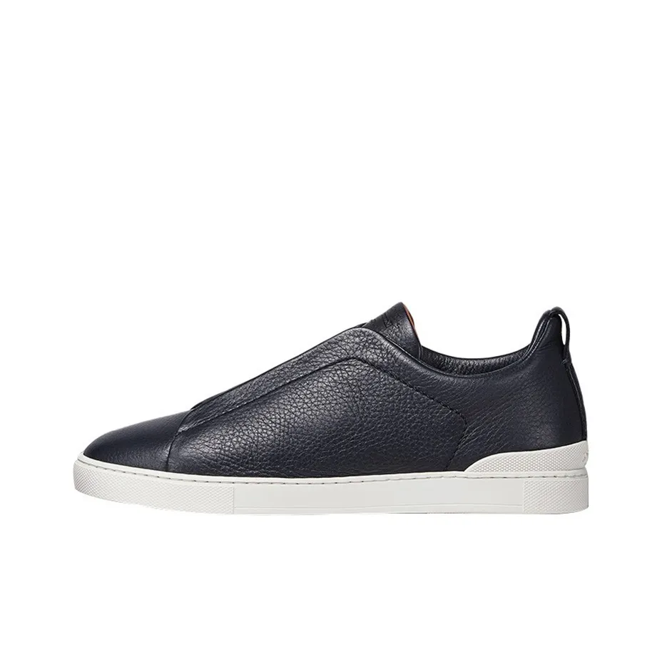 Zegna Triple Stitch Low Top Stylish Skateboarding Shoes f36392 Men's Dark Blue