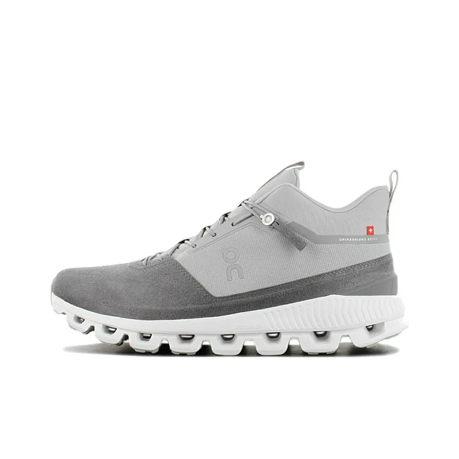 On Cloud Hi Running Shoes Men's Low Top Gray White