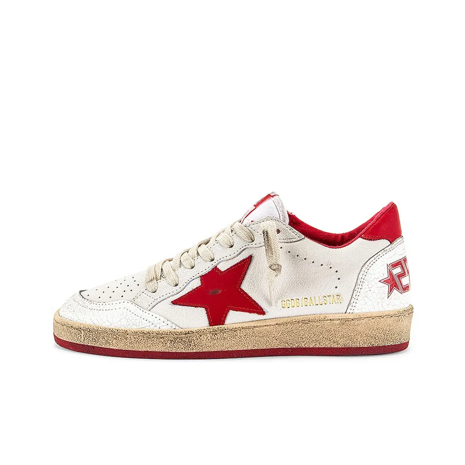 Golden Goose Ball Star Low Top Stylish Skateboarding Shoes Women's White Distressed Style