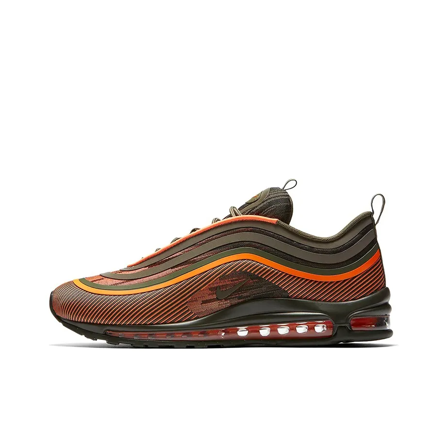 Nike Air Max 97 Low Беговые кроссовки Мужские Серый Зеленый Оранжевый