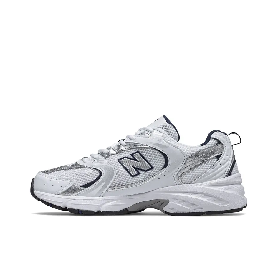 New Balance NB 530 Cushioned Slip Resistant Abrasion Resistant Low Top Casual Running Shoes Unisex White Silver