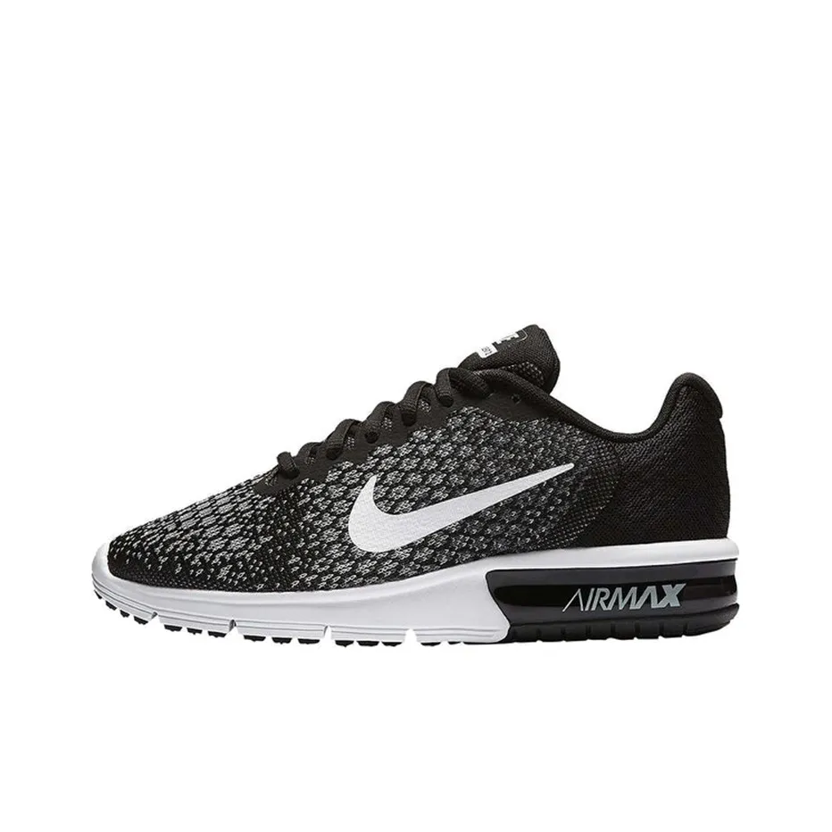 Nike Air Max Sequent Low Беговые кроссовки Топ Женские Черный Белый