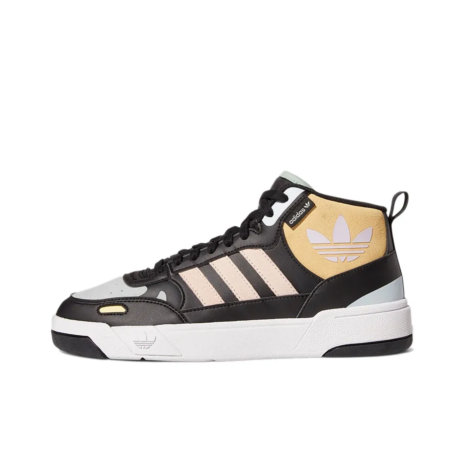 Adidas Originals Post Up Slip Resistant Abrasion Resistant MID Топ Скейтборд Кроссовки Женские Черный Желтый