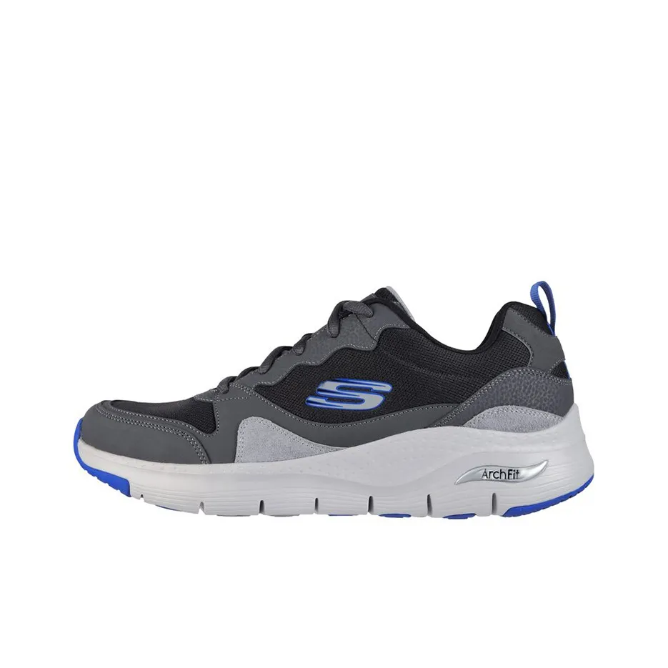 Skechers Arch Fit Low Top Running Shoes Men's Black Gray