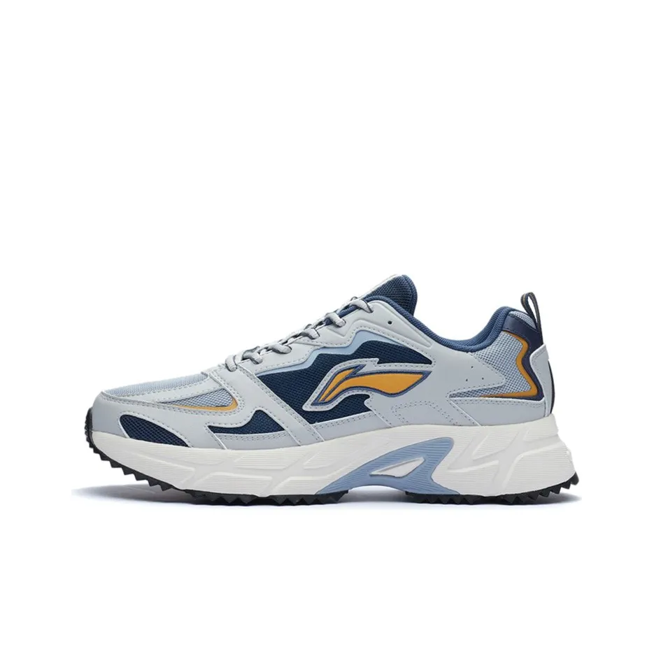 LiNing Shock Absorbers Slip-Resistant Abrasion-Resistant Low-Top Беговые кроссовки Мужские Серый Зеленый