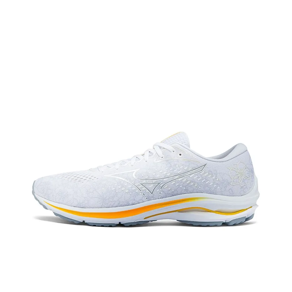 Mizuno Wave Rider 25 противоскользящий устойчивый к истиранию дышащий низкий верх тренировочная обувь для бега унисекс белый желтый