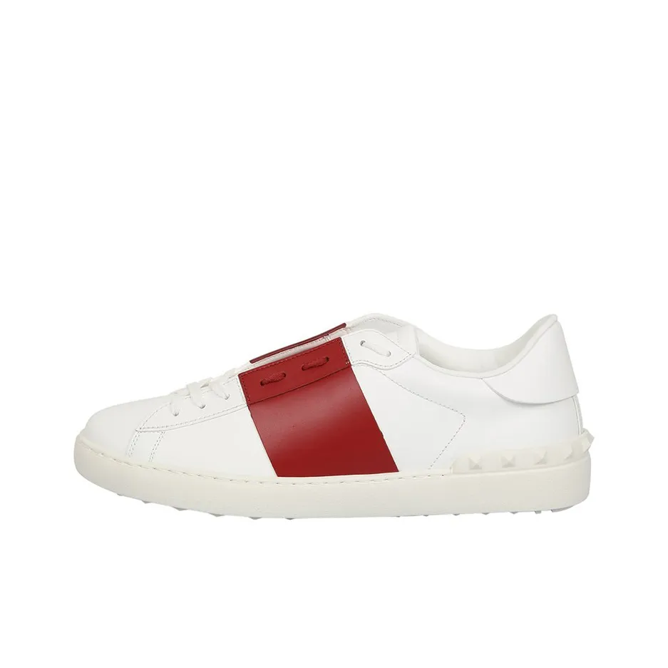 Valentino Open Low Top Stylish Skateboarding Shoes Men's White Red