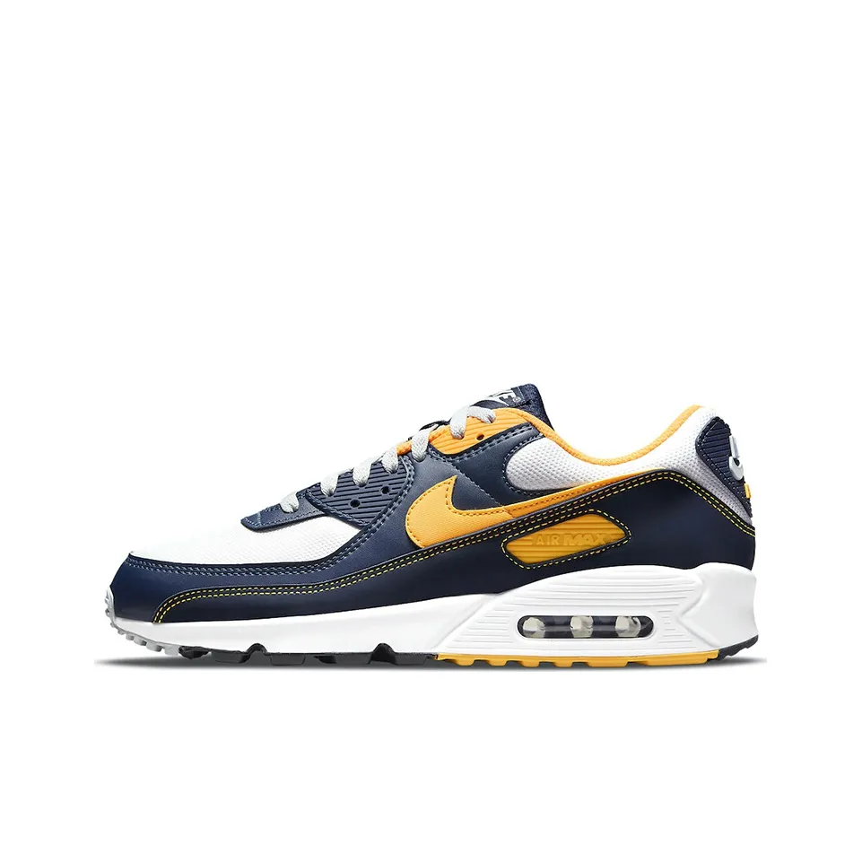 Nike Air Max 90 Running Shoes Men Low Top Blue/Yellow/White