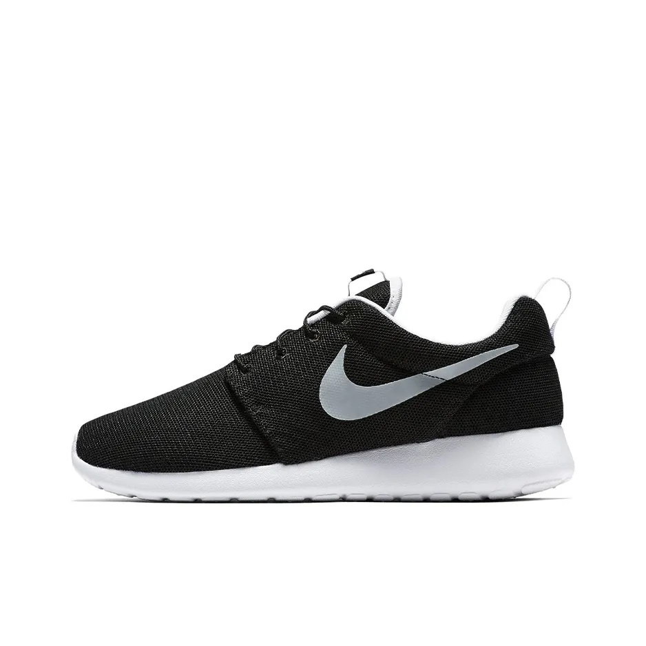 Nike Roshe One Амортизаторы Шок Устойчивость к Износу Дышащий Низкий Топ Беговые кроссовки Мужские Черные Серебряные