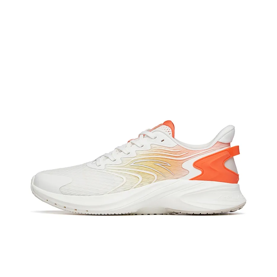 Anta Cushioned Anti-Slip Wear-Resistant Breathable Lightweight Low-Top Running Shoes Men's White Orange