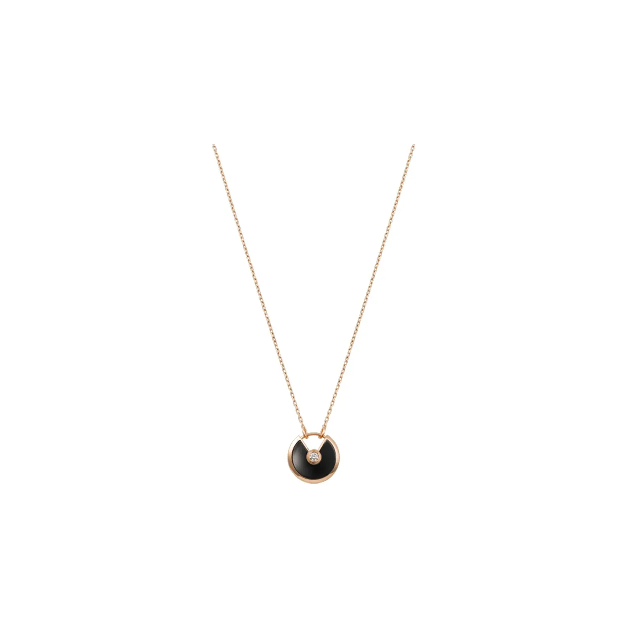 Cartier 18kt Rose Gold Amulette Onyx And Diamond Necklace