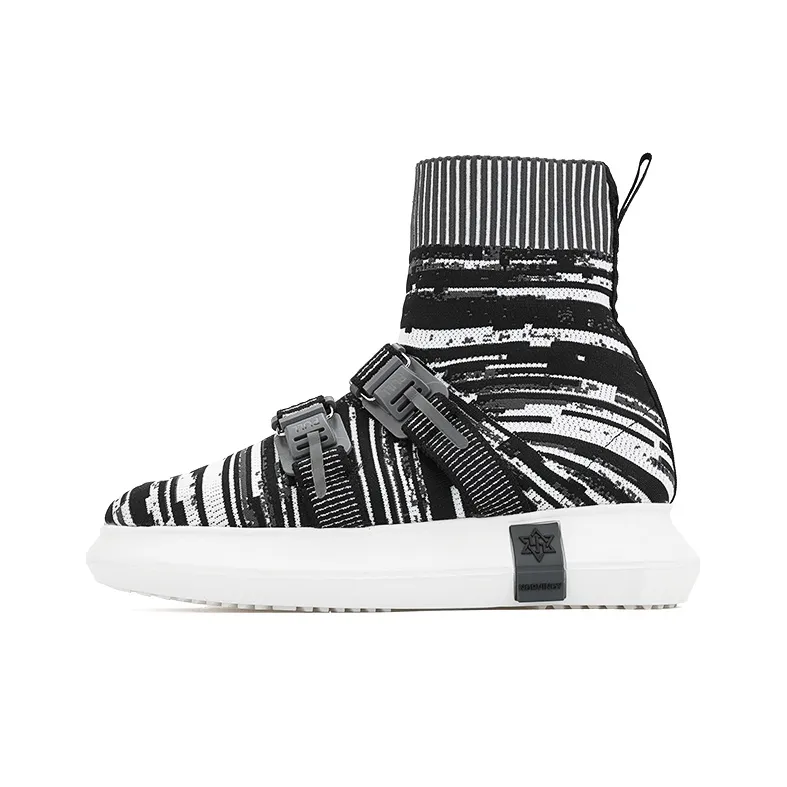 NORVINCY Casual Shoes Unisex High Top Black White/Zebra Print
