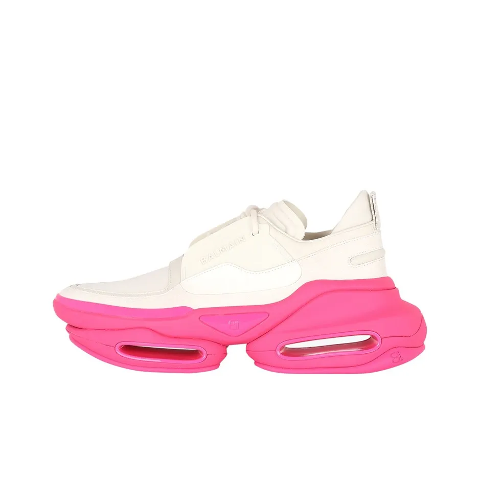 BALMAIN B Bold Abrasion Resistant Low Top Casual Shoes Women's White Pink
