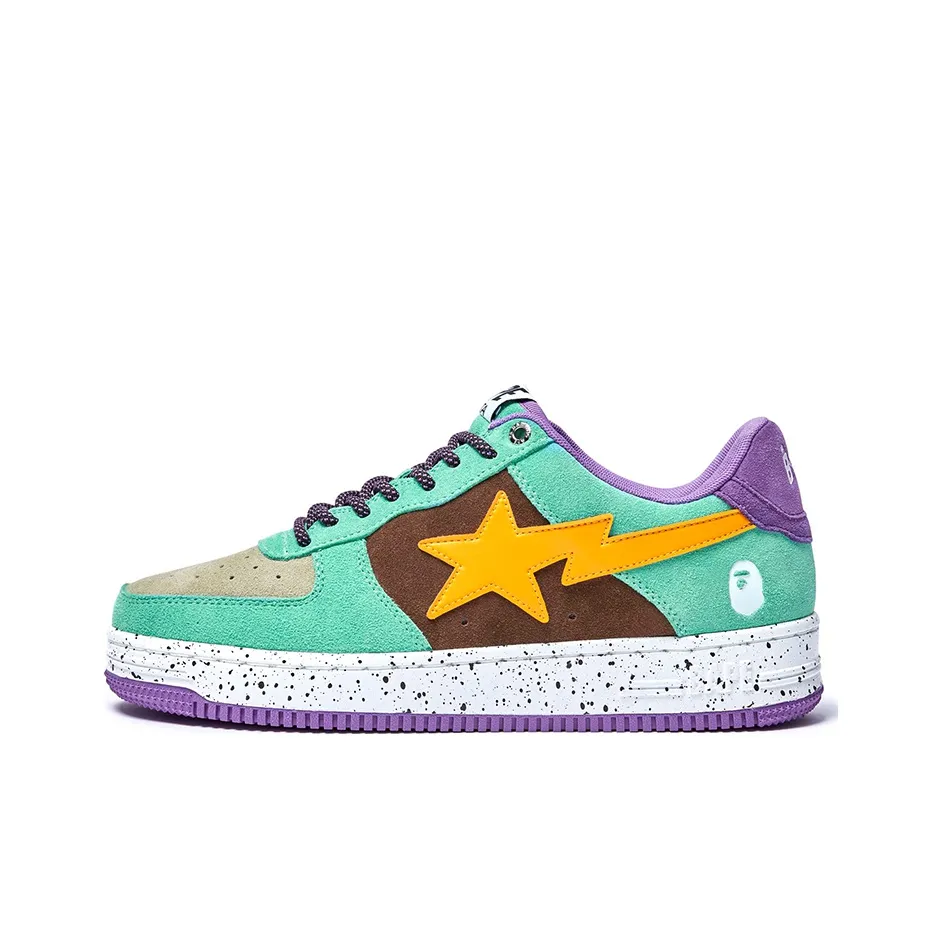 A BATHING APE Bape Sta Teal Brown Yellow Suede