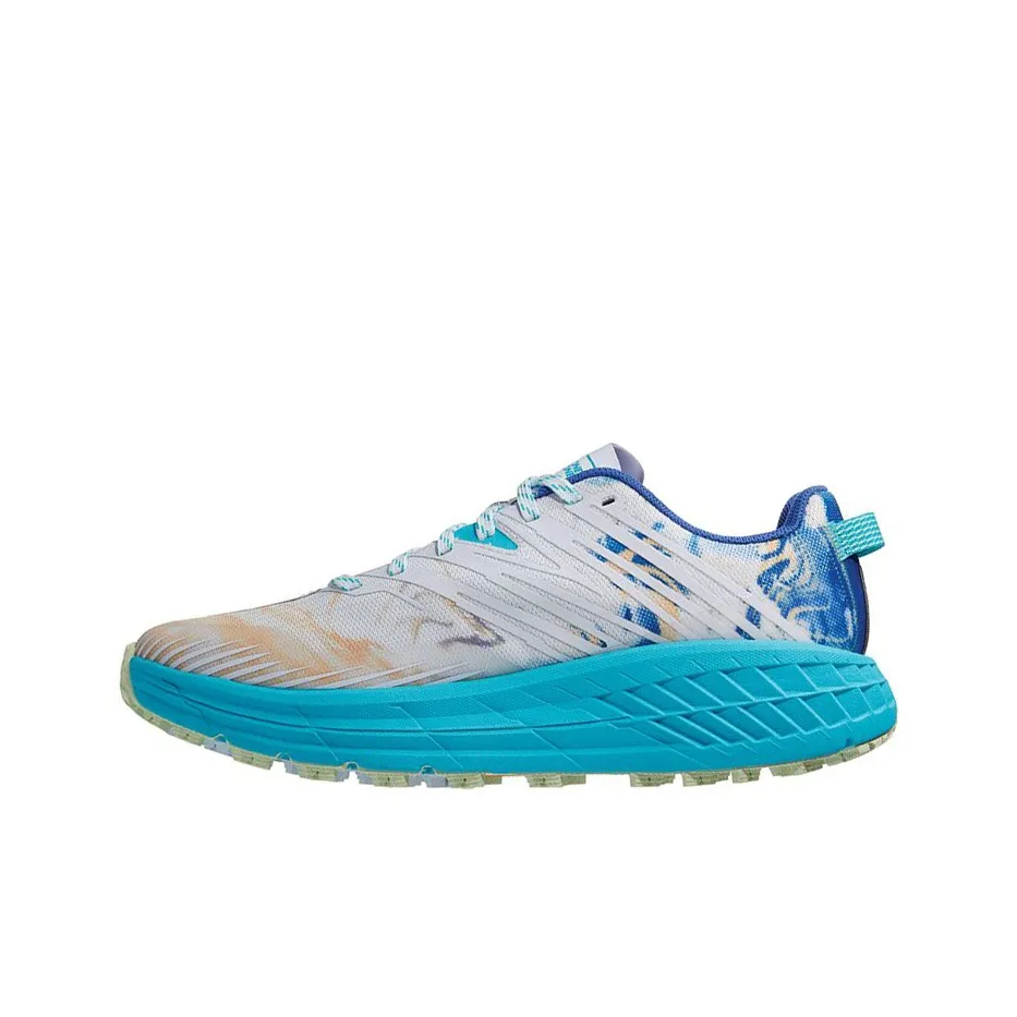 HOKA ONE ONE Speedgoat 4 Широкий Противоскользящий Устойчивый к износу Легкий Низкий Топ Беговые кроссовки Мужские Белый Синий
