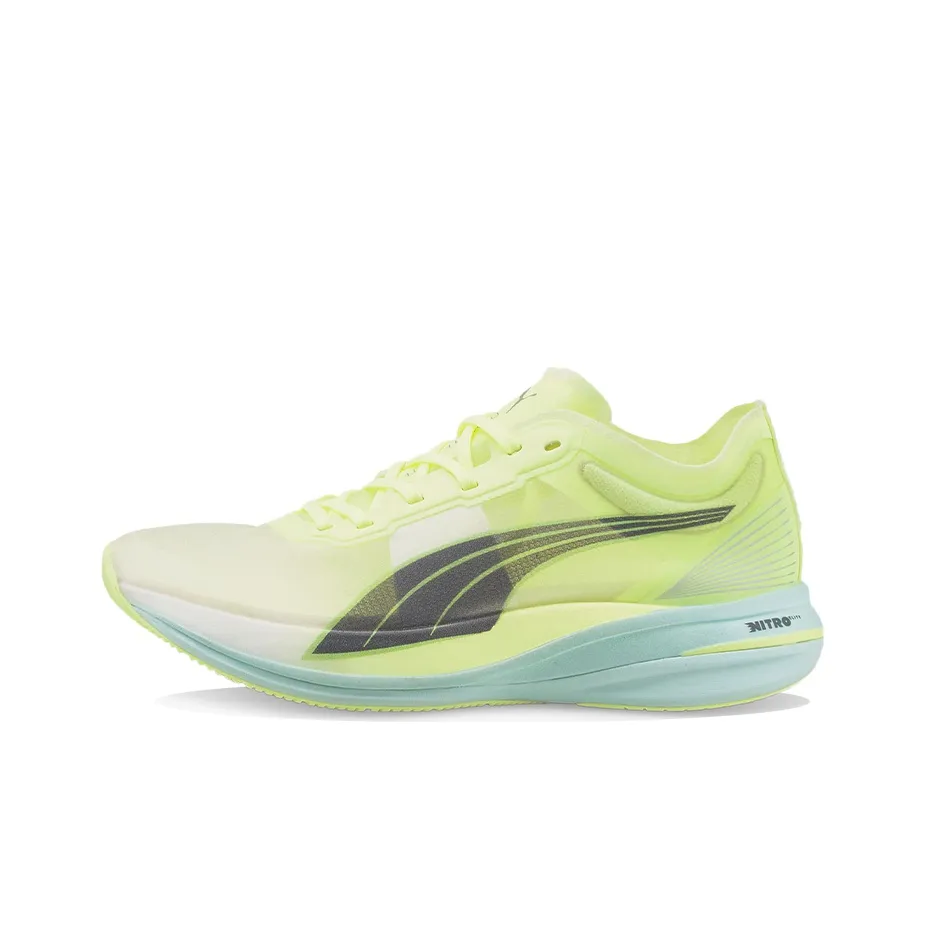 PUMA Deviate Nitro Elite Амортизация Износостойкий Низкий Топ Марафон Беговые кроссовки Женские Зеленый Синий