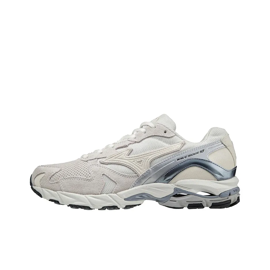 Mizuno Wave Rider 10 Low Топ Беговые кроссовки Унисекс Белый Серый