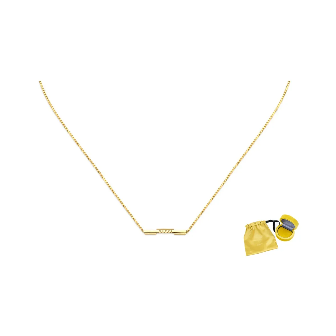 GUCCI 18kt Yellow Gold Link To Love GUCCI Bar Necklace
