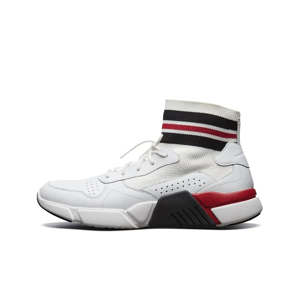Skechers Block High Top Casual Shoes Men's White Red
