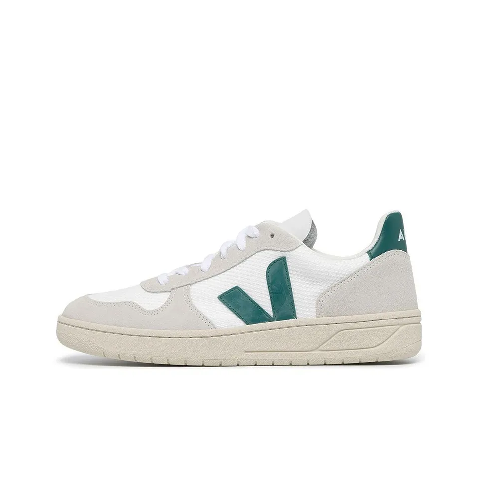 VEJA V 10 B Mesh Lace Up Sneakers 'White Beige Green'